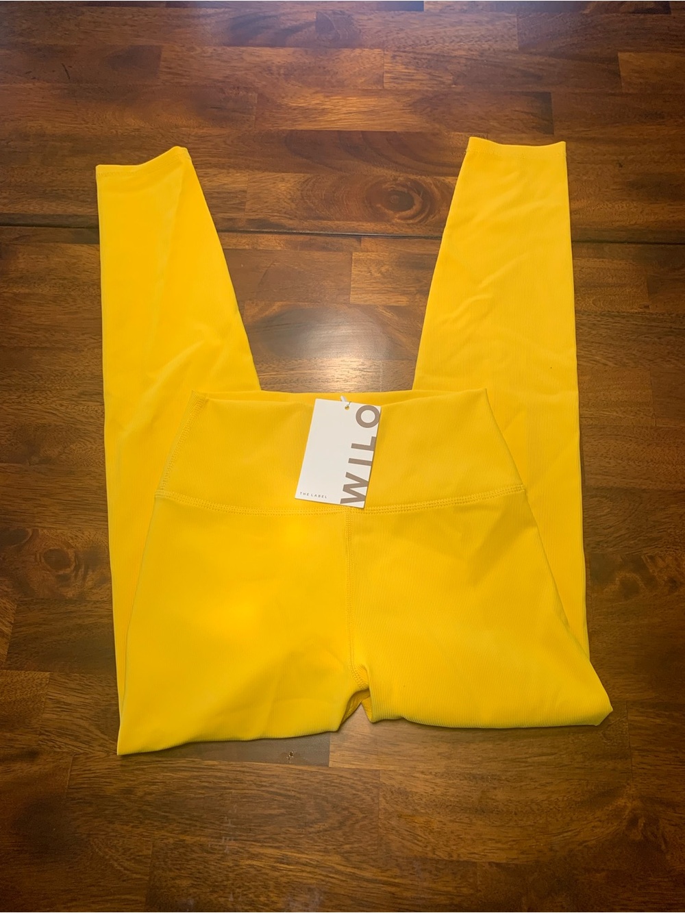 Willow Yellow Ribbed Sports Bra with WILLO Logo